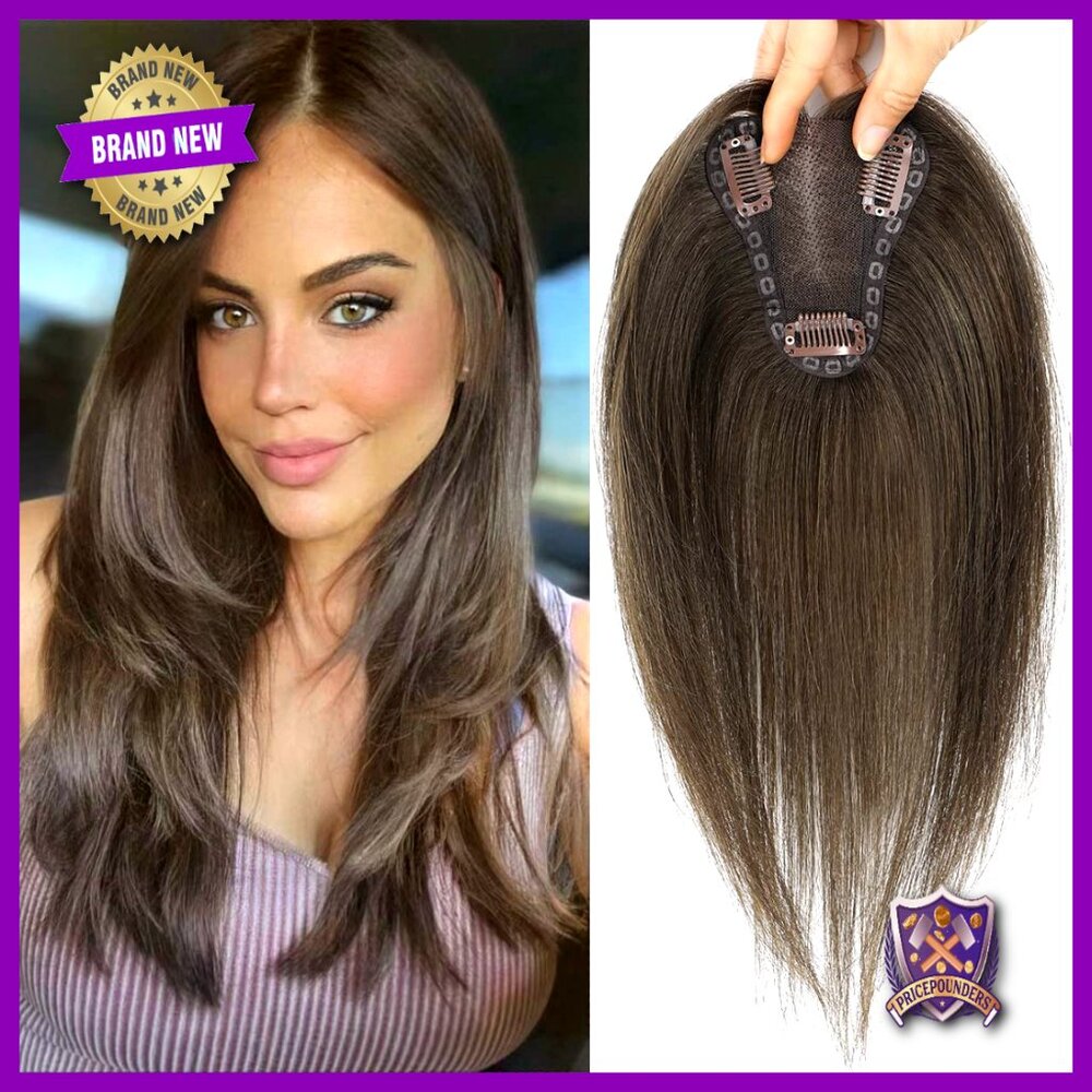 Real Human Hair Topper No Bangs 12 Inch Lightweight Lace Base Thinning Hair